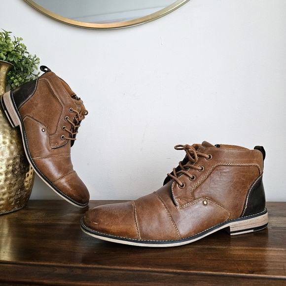Steve Madden Johnnie Brown Genuine Leather Chukka Boots Men’s Size 10 Cap Toe